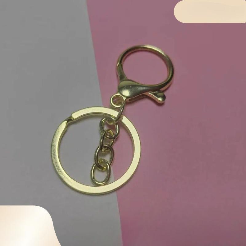 5Pcs/set  Keychain Ring Chain Metal Pendant Lobster Buckle Three-piece Set with 8 Characters Color Retention Plated DIY Jewelry Accessories