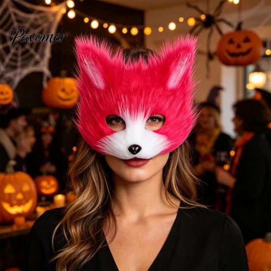 Soft Plush Fox Mask Cosplay Mask, Fluffy Tail, Costumes Props, Fuzzy Two Dimensional Photography Gear for Costume Party Anime Convention And Role Play
