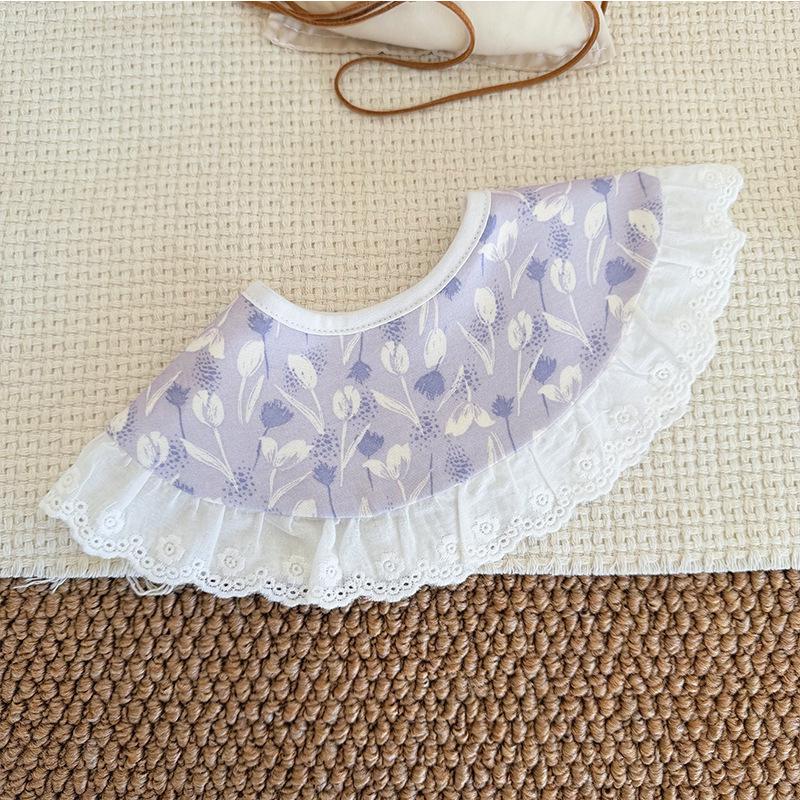 Large Korean-Style Princess Baby Bib with Lace – 360° Coverage, Cotton Shawl.