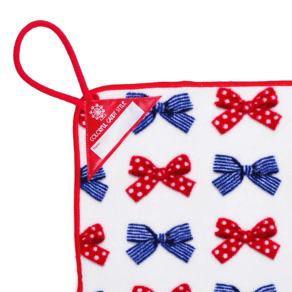 COLORFUL CANDY STYLE Loop Towels for Set of 2 with Polka Dot and Striped French N8504120 Girls, Imabari, Kindergarten/Preschool, Loops, Ribbon,