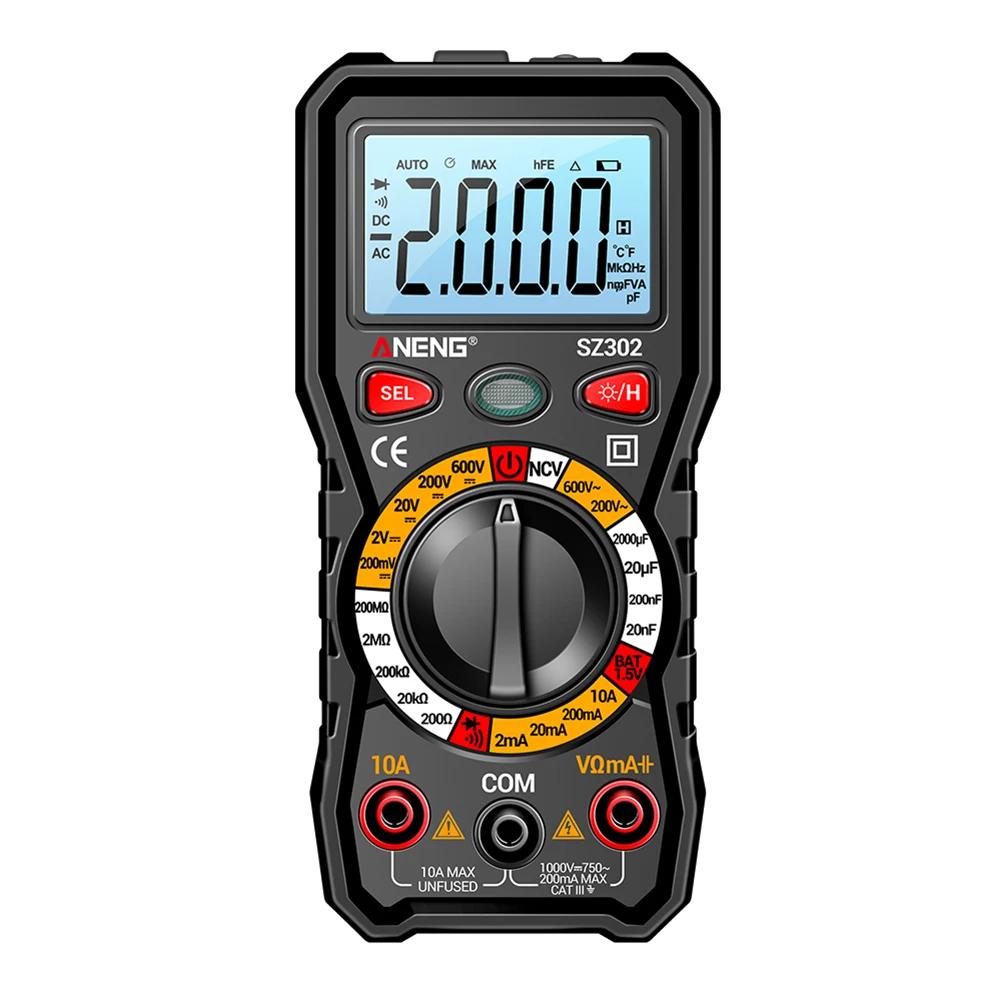 

220V Digital Multimeter Resistance Capacitance 2000 Counts NCV Multimeter Tester Battery Powered High Precision with LED Lights чорний