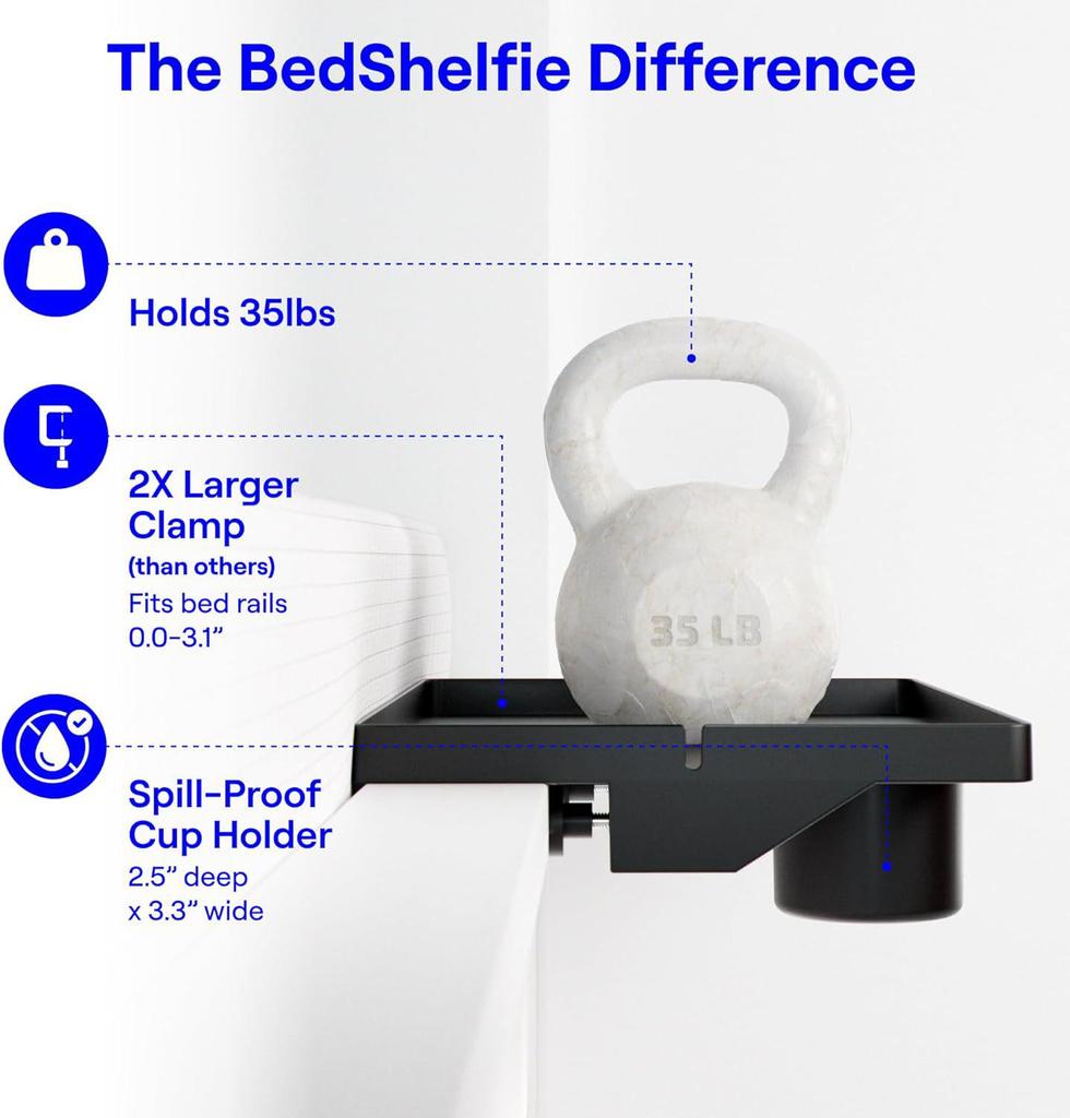 Clip-On Bedside Organizer: No-Drill Storage Rack with Phone Holder Tray