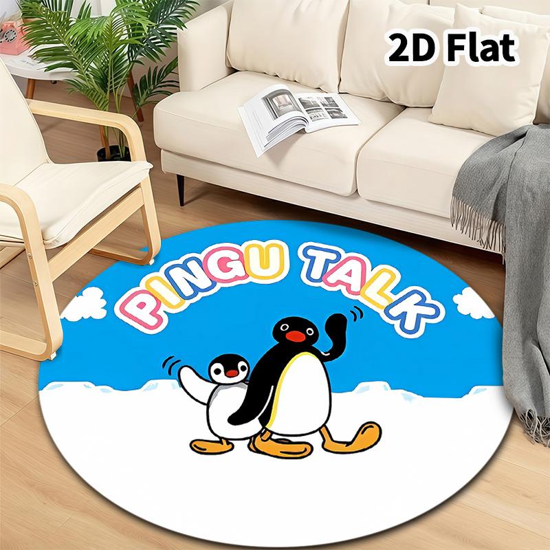 Pingu Round Area Rug Carpet Rug For Living Room Bedroom Sofa Playroom Decor Nonslip Floor Mat