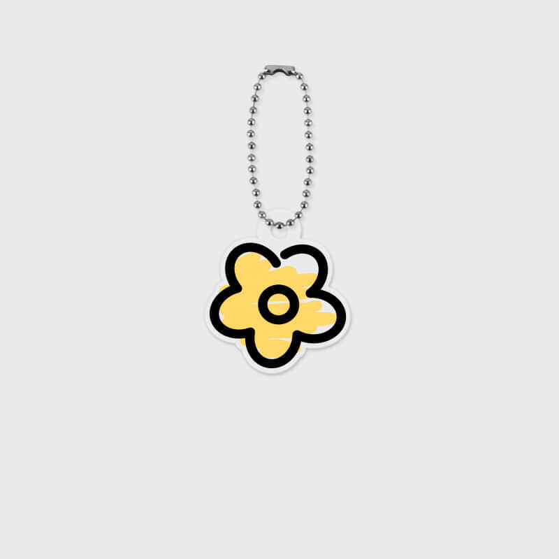 Yellow Drawing Flower Acrylic Keychain Single product
