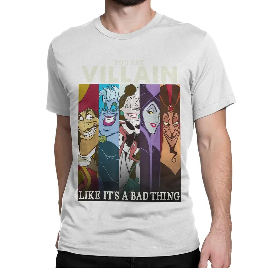 Disney Villains T-Shirt for Men Women Colorful Group Humor Graphic Humor Pure Cotton Tees Short Sleeve T Shirts Graphic Clothing