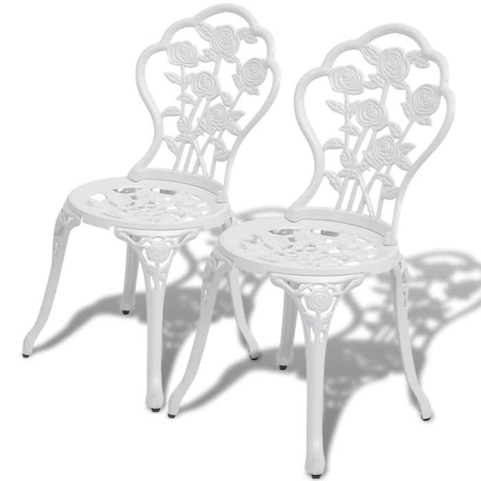 Chaises de bistro - vidaXL - Aluminium coulé - Blanc - Design élégant - Résistant aux intempéries