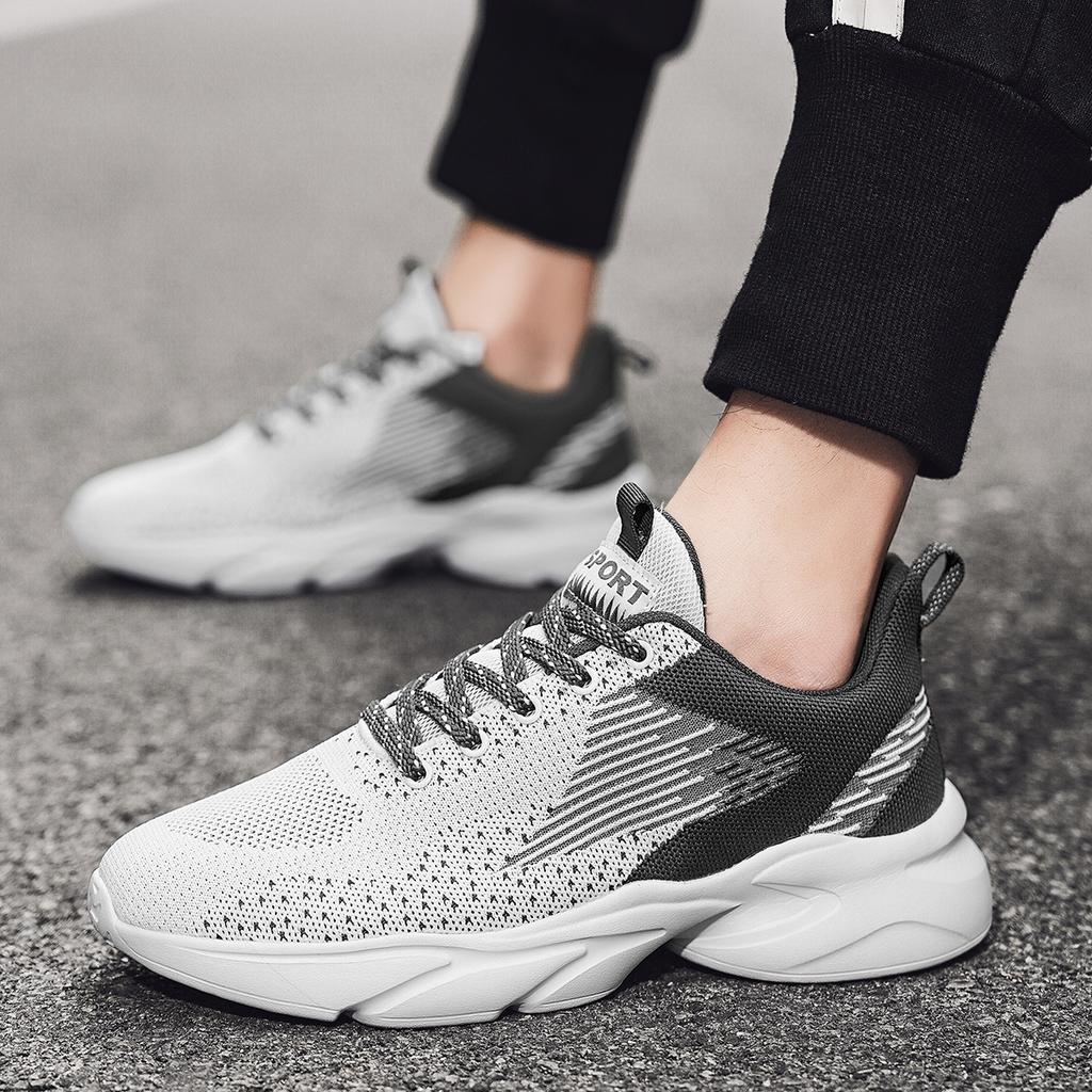 Athletische Laufschuhe für Herren Walking Joggen Mode Sneaker Leicht Atmungsaktiv gewebtes Mesh Sportschuh Schnürschuh