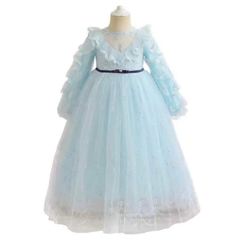 Girls Princess Dress Long Sleeve Cartoon Tutu Skirt 3-8 Years Old Kids