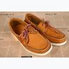 Men Genuine Nubuck Leather Docksides Casual Boat Shoes,Brand Designer Flat Loafers For Homme Femme Orange Color X130