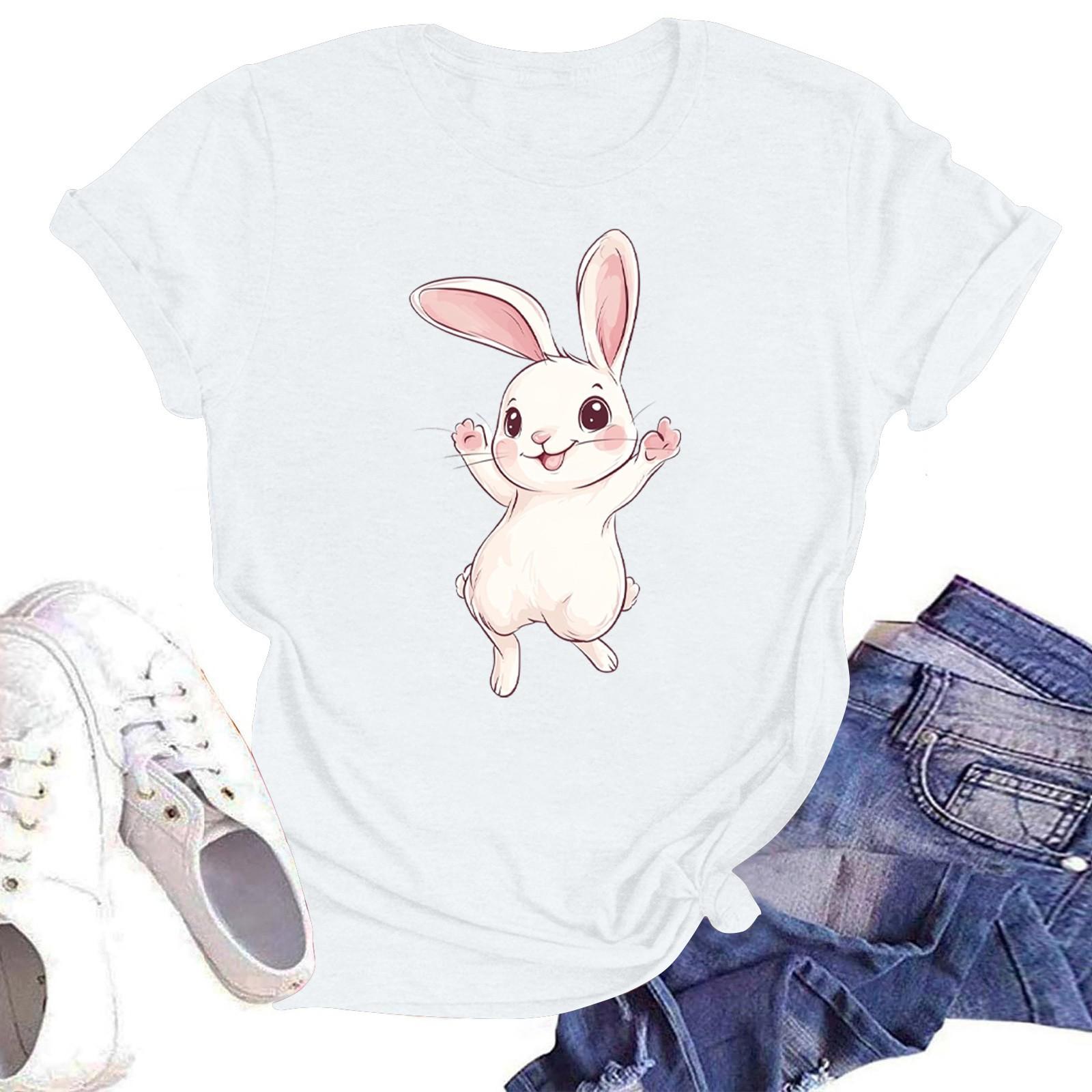 

Жіноча повсякденна футболка з круглим вирізом і короткими рукавами XL білий