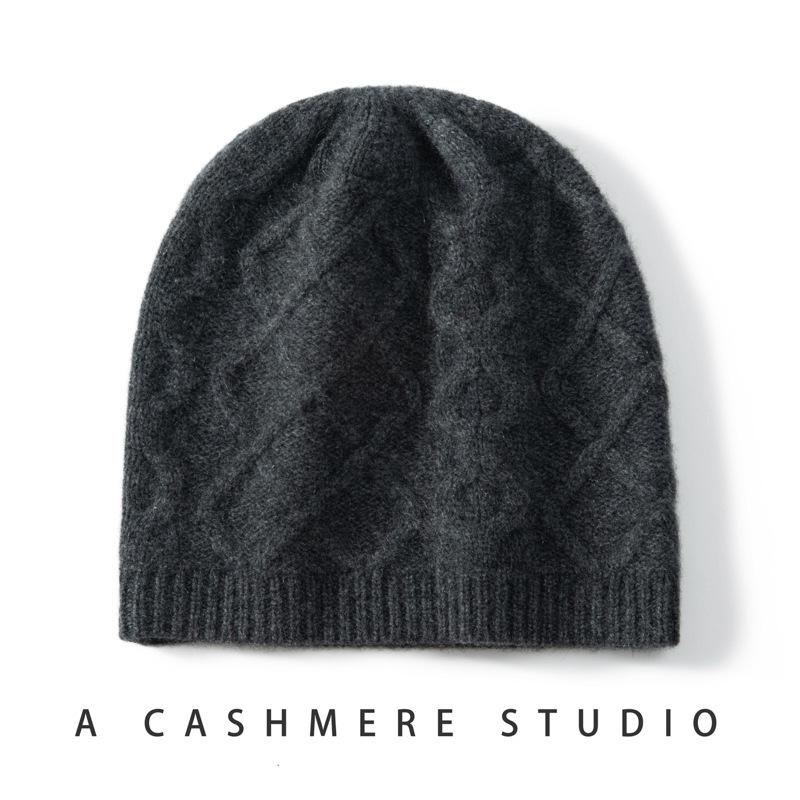 Women's Retro 100% Cashmere Cable Knit Fisherman Hat: Accentuates Face, Versatile, Trendy, Solid Color Commuting Hat
