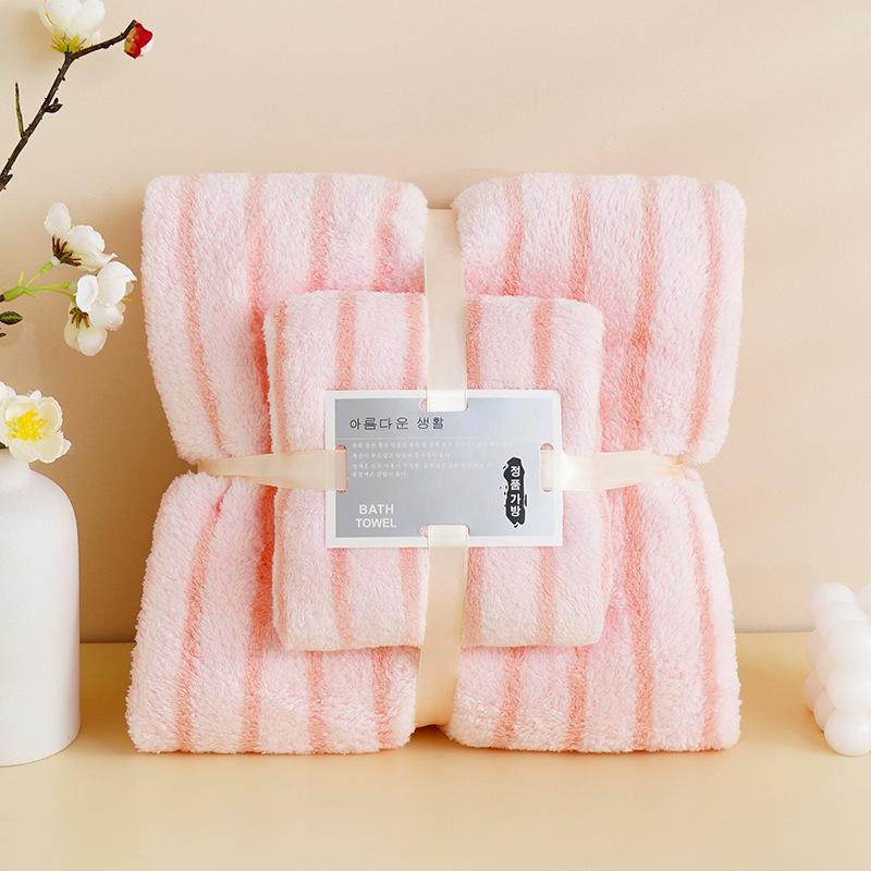 2-teiliges Korallenfleece-Handtuch Badetuch-Set Weizenmuster Superweich Saugfähig Badelaken Spa-Gesichtstuch Mehrere Musteroptionen