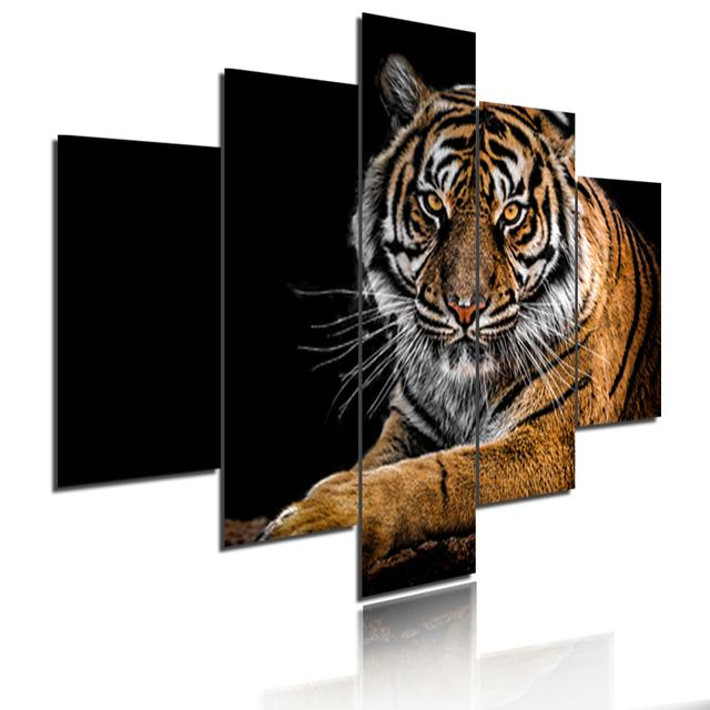 Minimalist Animals Poster Lion Leopard Orangutan And Elephant Canvas Painting 5 Pieces Modular Picture Print Wall Art Home Decor