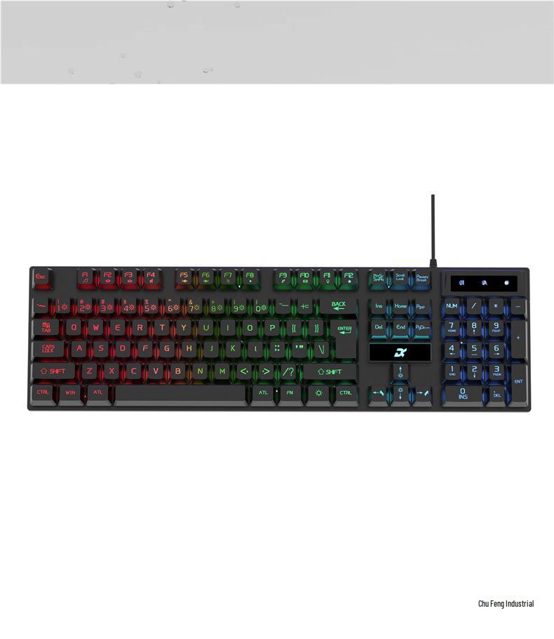 Luminous Wired Keyboard & Mouse Set with Floating Keycaps - USB, Mechanical Feel for Gaming Desktops & Laptops