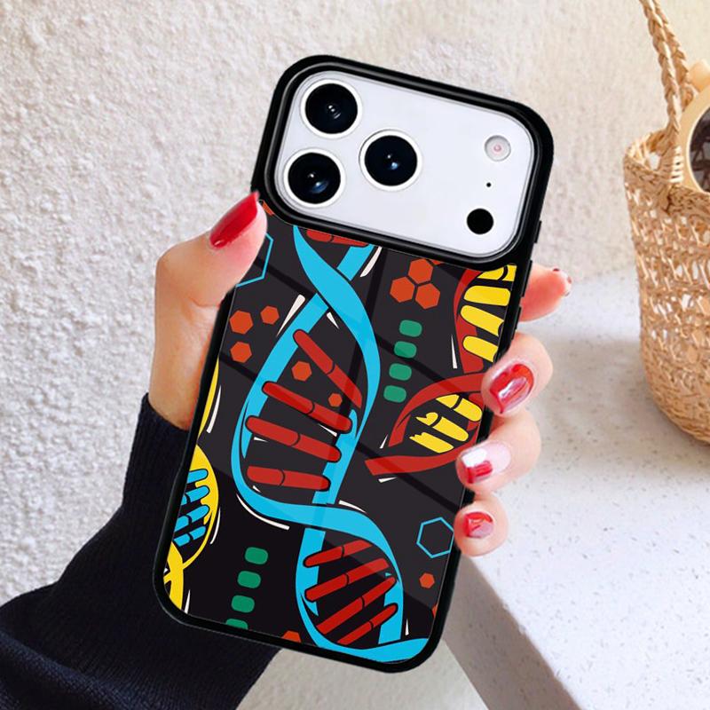 

Retro DNA Science Illustration Phone Case For iPhone 17 Air 16 15 14 13 12 11 Pro Max Plus iPhone 16 Pro