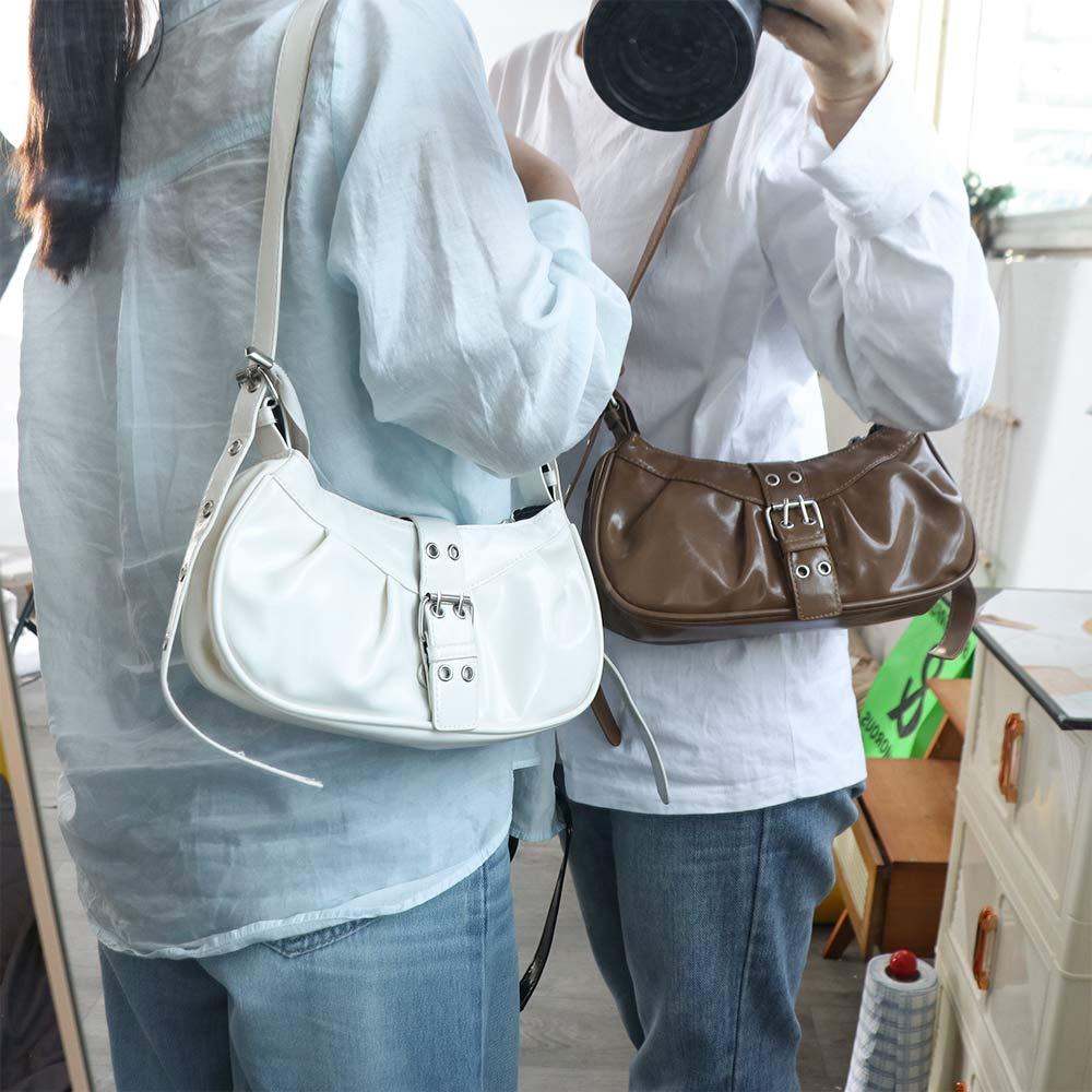 Pu Leather Buckle Armpit Bag Vintage Spicy Girl Handbag Retro Y2k Shoulder Bag Female