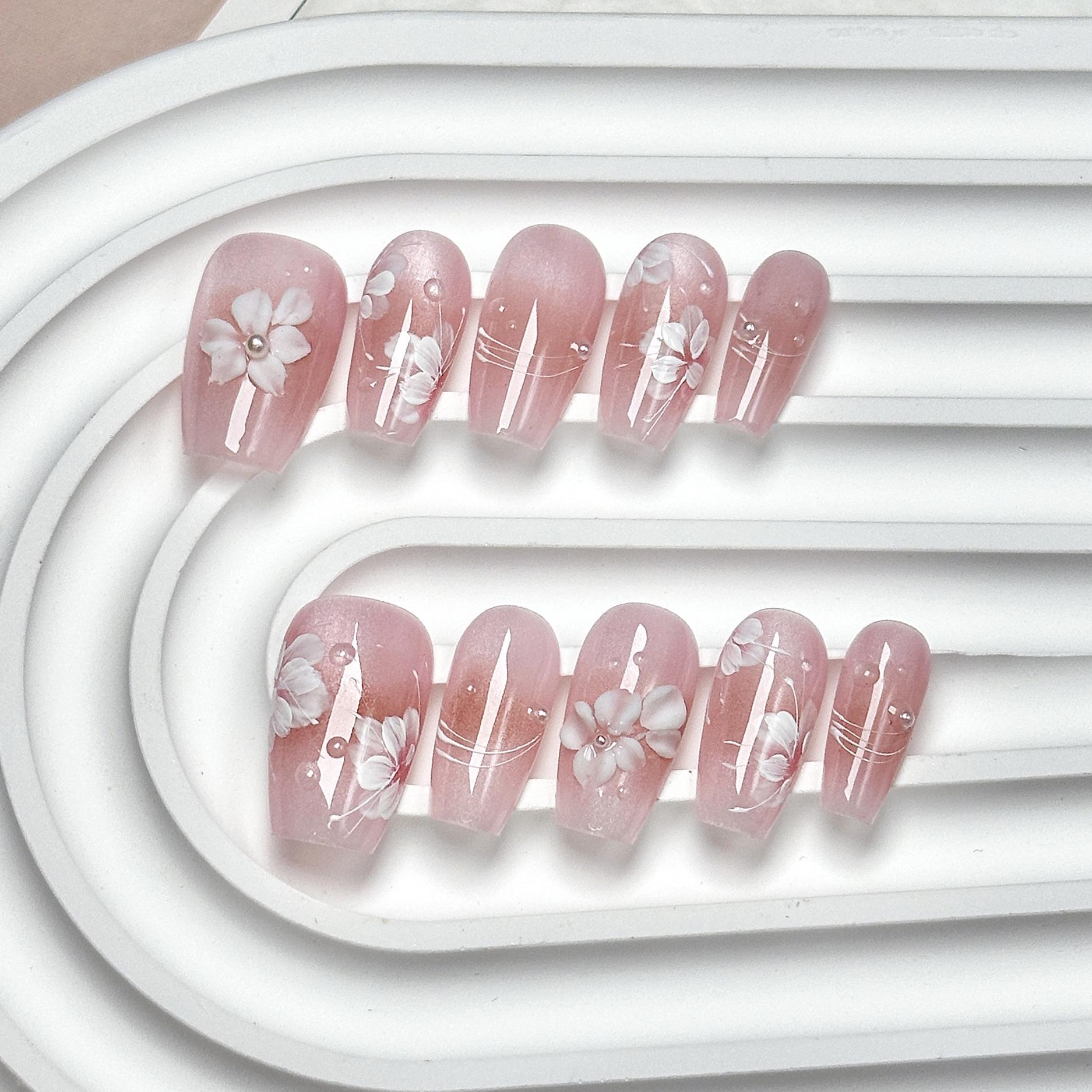 

Высококачественный маникюр «кошачий глаз» ручной работы - Полностью ручная работа, расписанные и резные накладные ногти с отбеливающим эффектом