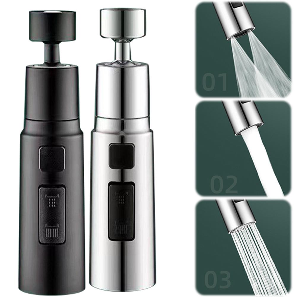 360 Degree Rotatable Faucet Extender Kitchen Faucet Aerator 3 Modes Faucet Washbasin Sprayer Sink Water Faucet Extender for Sink nero