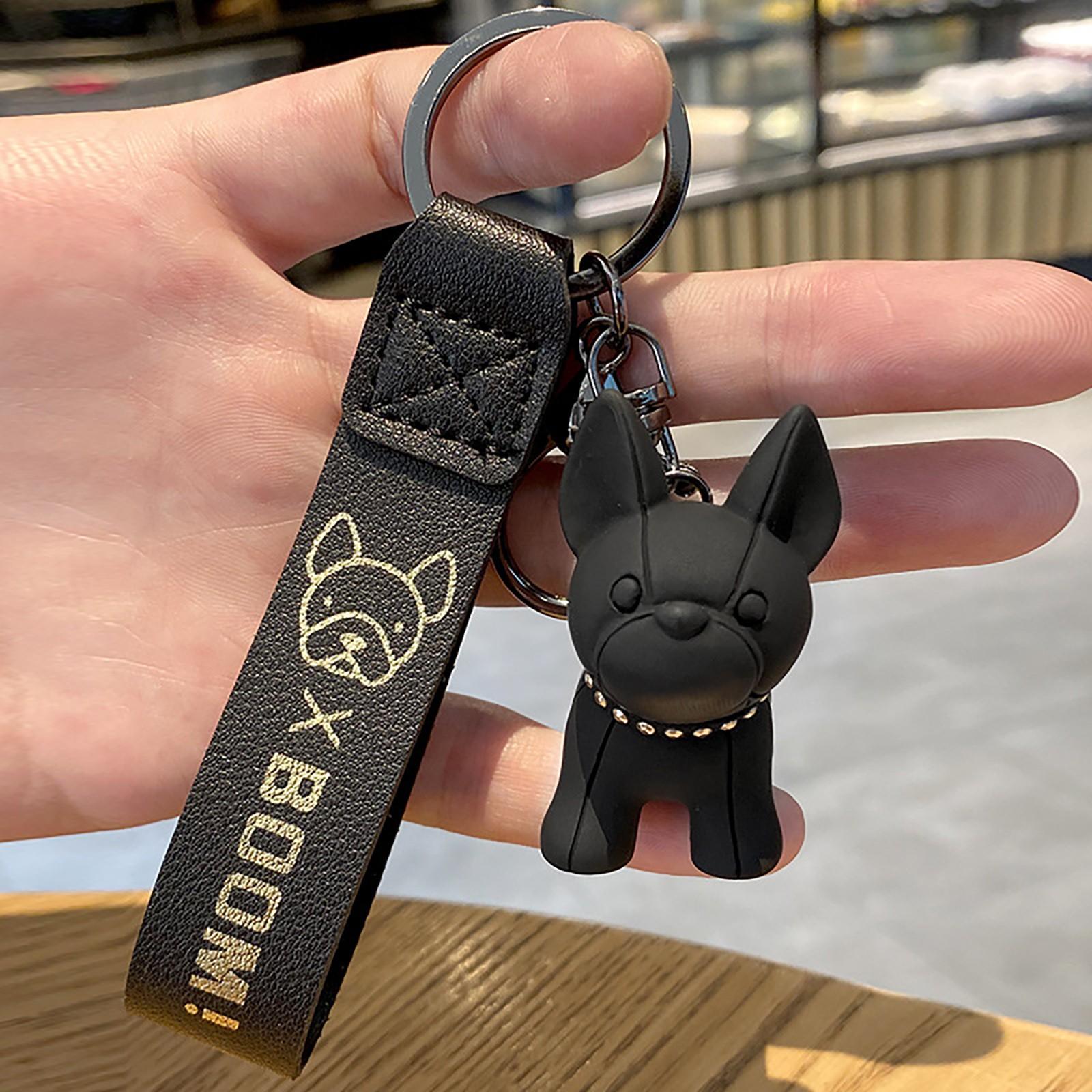 

Французский бульдог брелок в стиле панк модные мужские украшения подходят для кожаной сумки-тоут One Size чёрный