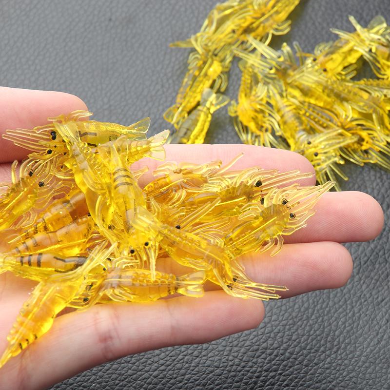 

20 шт./Лот Силиконовые приманки 4 см 1 г Мягкая рыболовная приманка Золотая искусственная приманка-креветка Без крючка Морская рыбалка Зимняя рыбалка