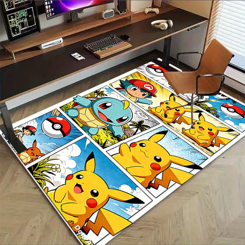 1pc Pikachu Friends Adventure Carpet for Playroom Bedroom Living Room Sofa Home Decor,kids Game Area Rug Non-slip Floor Mat Y72973