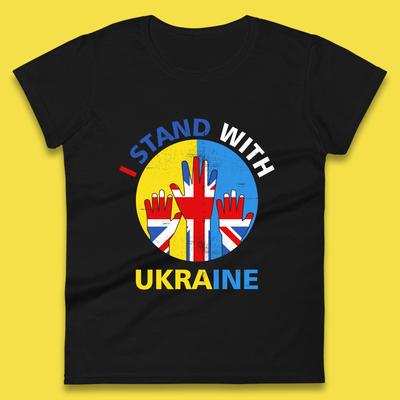 Peace Ukraine I Stand With Ukraine Ukrainian Support United Kingdom British Flag Womens Tee T Shirt Mens Tops Unisex Top