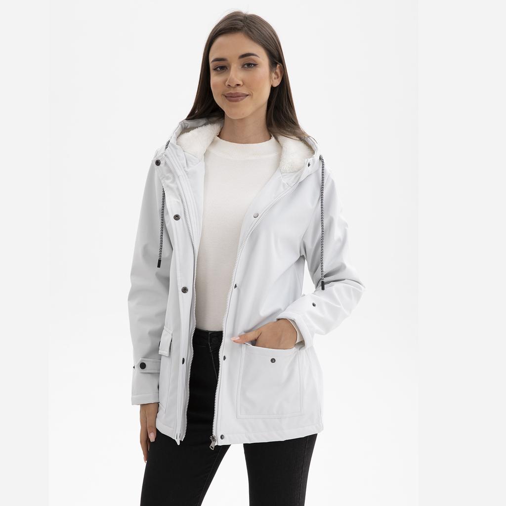 European and American Style Women's Hooded Windbreaker Coat, Fleece-lined, Waterproof, Suitable for Spring and Autumn.