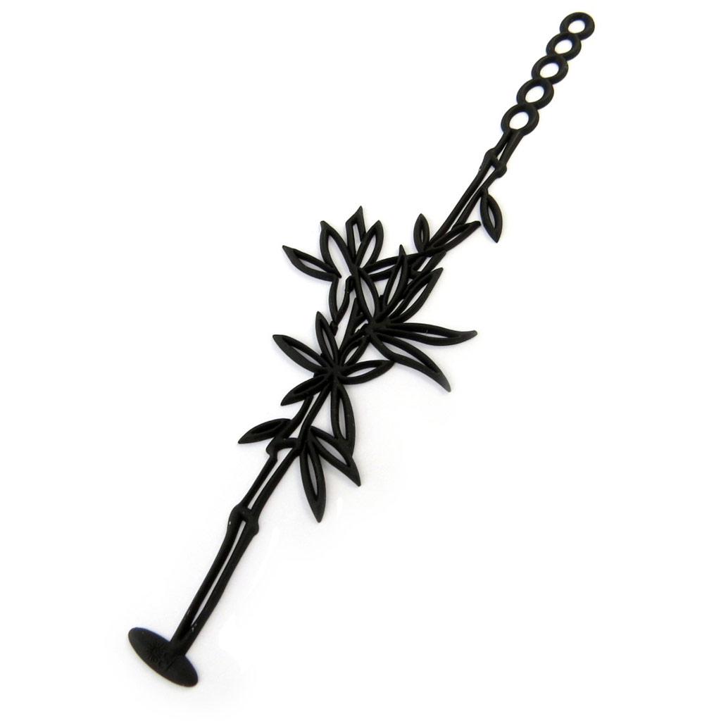 Les Trésors De Lily [P0701] – Černý designový náramek „Batucada“ (bambus)