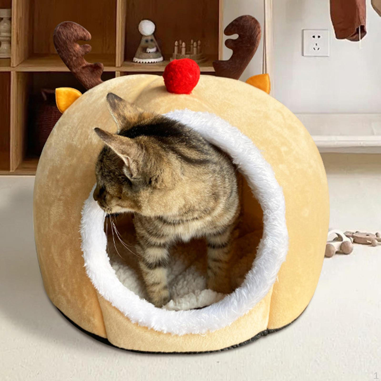 

Кровать для кошки Милая форма оленя Теплая Мягкая со съемной подушкой Подушка Щенок Домашнее гнездо Дом для