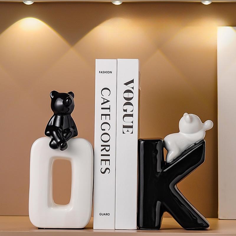 Ceramic Abstract Figure Statue Book End Reader Figurine Nordic Modern Simple Home Decoration Bookshelf Desk Bookends Ornaments