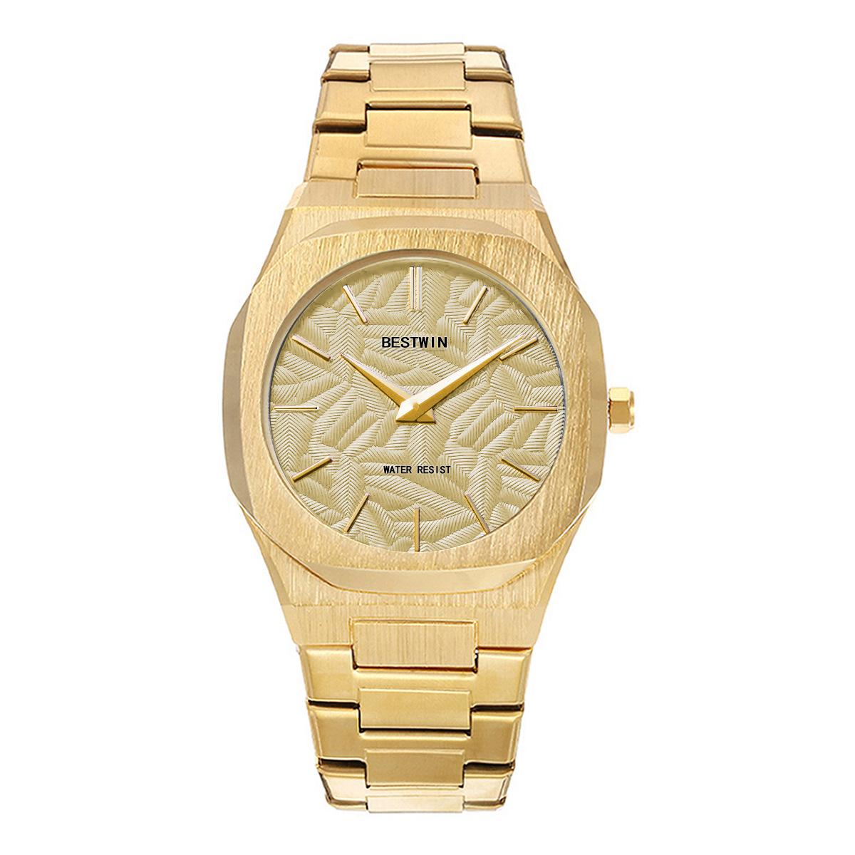 

Men s Watch Embossed Leaf Characteristic Face Quartz Waterproof Watch