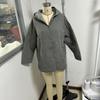 Herbst Winter Mode Jacke Mantel Damen Parkas Lässig Gekräuselter Rand Kapuze Gepolsterter Mantel Gitter Oberbekleidung