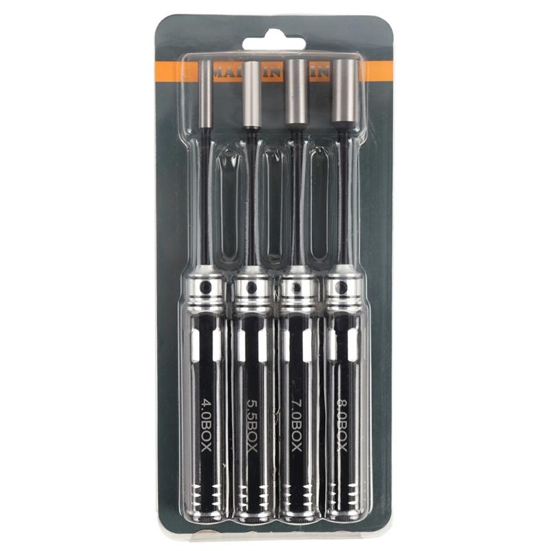 4PCS Screw Driver Sockets Set Screwdriver Tool Hexagonaled Sockets Wrench 4mm 5.5mm 7mm 8mm for Model DIY