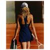 Womens Sleeveless Tennis Dress With Built-in Bra Pad Quick-Dry Sporty One-Piece Badminton Gym Workout