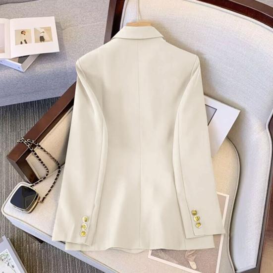 Dámské sako OL styl dojíždění volné jednobarevné dvouřadé dlouhé rukávy klopa zářez límec kapsy formální business kabát