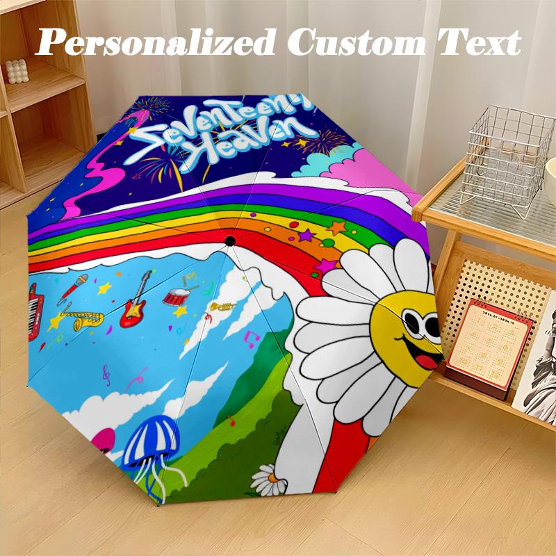 Portable Auto Folding Umbrella,SEVENTEEN 8 Rib Waterproof Umbrella For Camping Commute