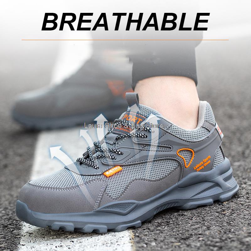 Modische Herren Sicherheitsschuhe ohne Stahlkappe Anti-Quetsch Anti-Stich Leichtgewichtige Arbeitssicherheitsstiefel Isolieren 6KV Herren Arbeitsschuhe Herren Sicherheit