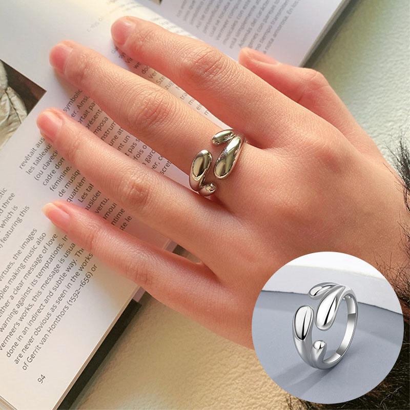 Panjbj Copper Wide Smooth Ring For Women Girl Irregular Simple Fashion Adjustable Jewelry Gift Dropshipping