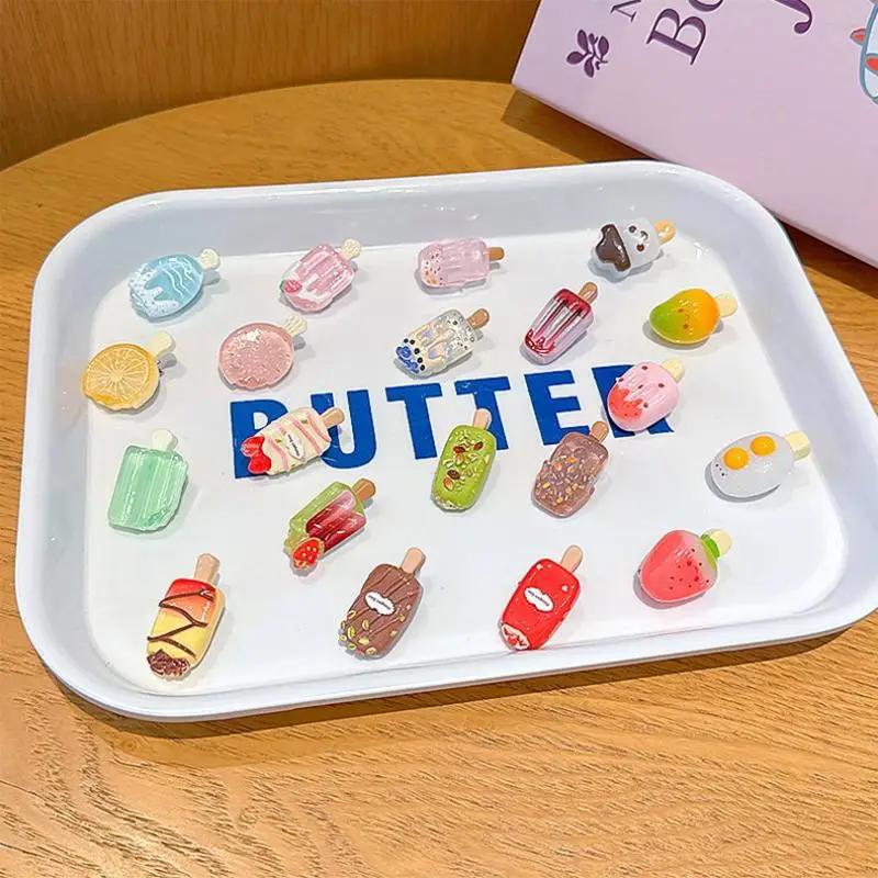 10Pcs Hair Accessory Cute Mini Ice Cream Transparent Funny Hair Clip For Women Bangs And Hair Tidying Duckbill Clip