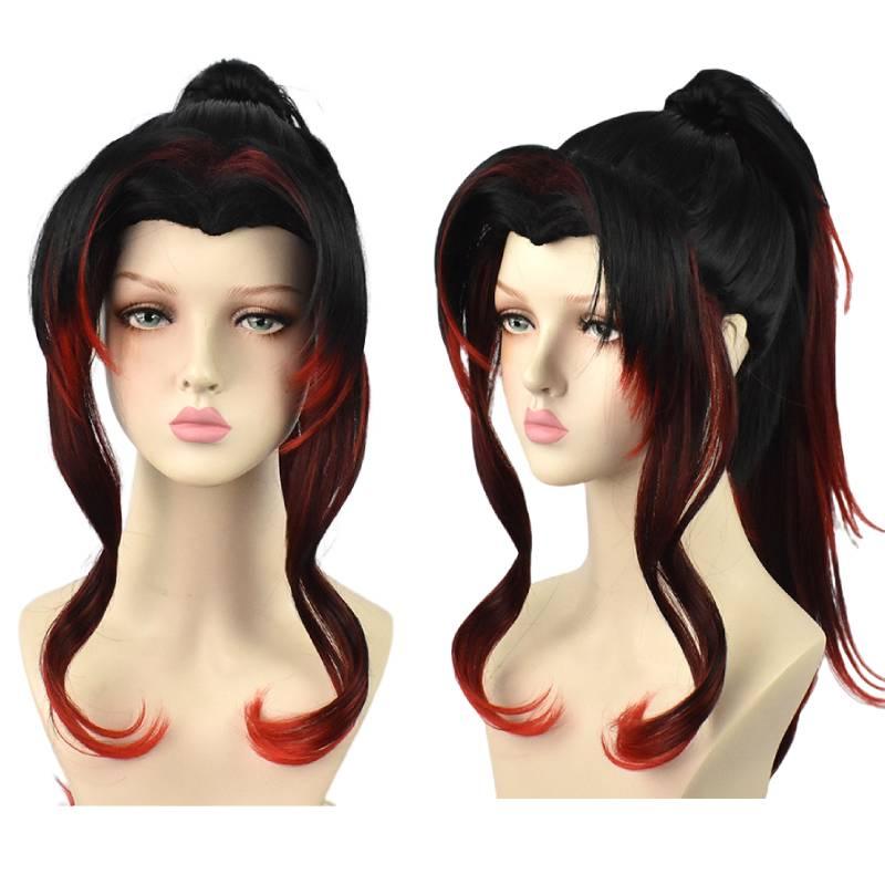 High-temperature Fiber Black Red Gradient Wig Perfect For Anime And Cosplay Fans