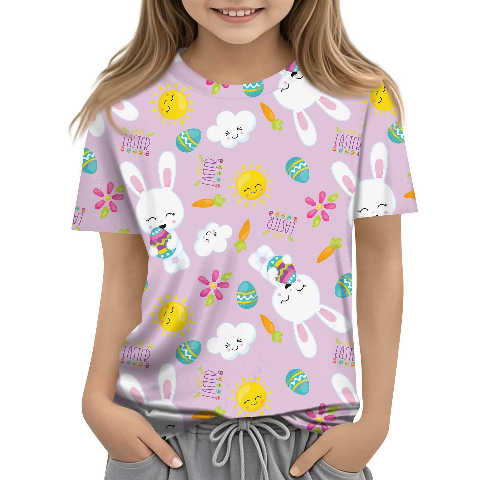 

Детская модная повседневная футболка с коротким рукавом и круглым вырезом с растительным принтом 140