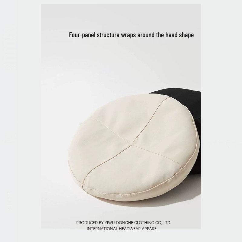 Korean Style Metal Buckle Beret for Women - Retro British-Inspired Painter's Hat