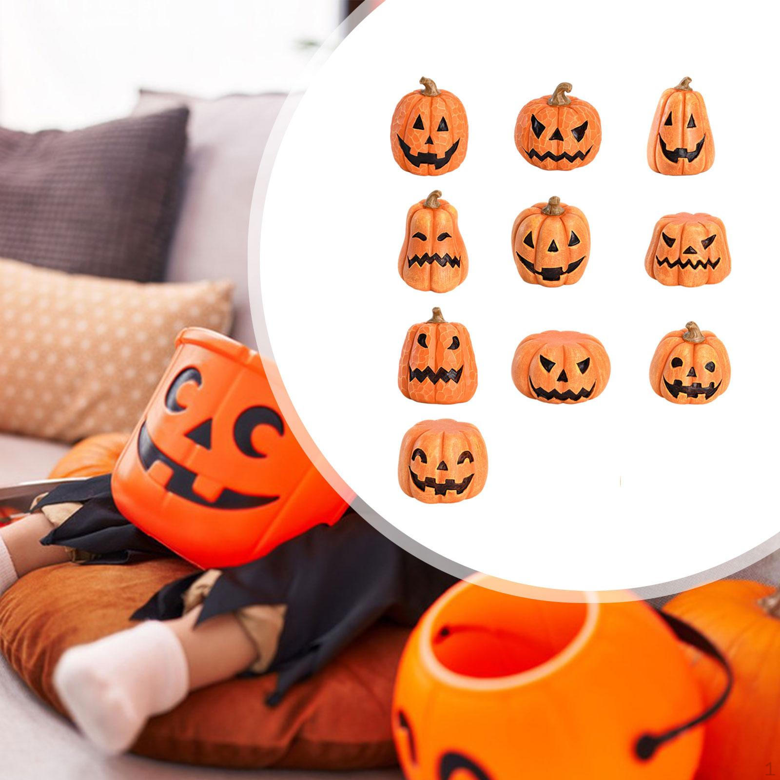 

10 предметов декора в виде тыквы на Хэллоуин. Фигурки из смолы для дома. Orange Yellow