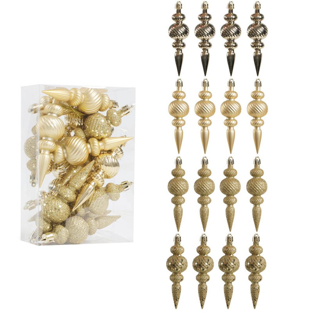 Plastic Christmas Tree Ornament Hand Painted Long Pointed Unique Shape Holiday Decoration For Window Display