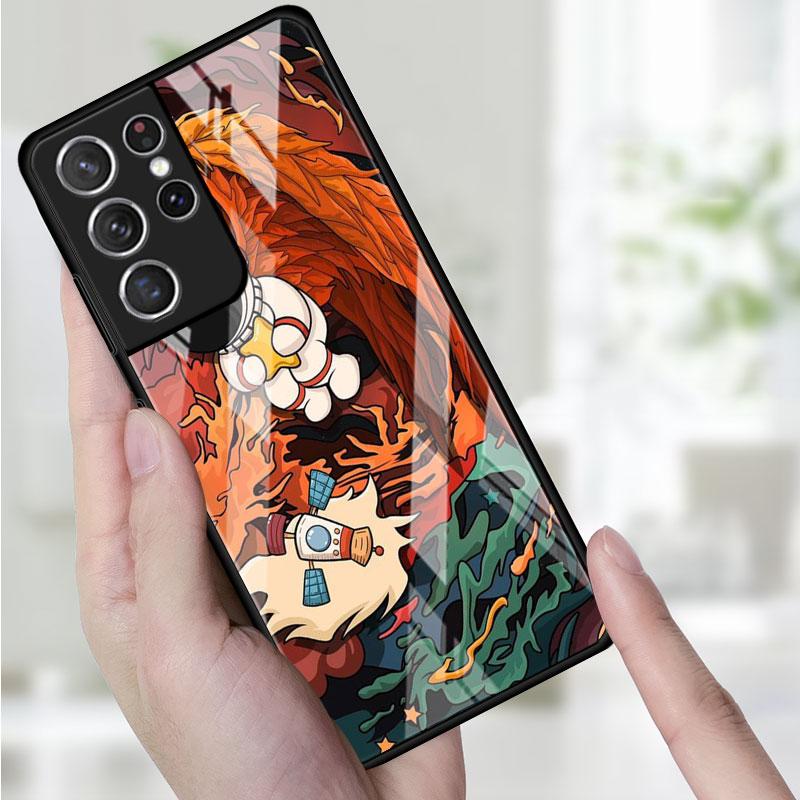 Handy Glas Hülle Für Samsung Galaxy S22 S21 S20 Ultra FE S9 S10 S8 Plus Note 20 10 Lite 9 8 Hülle Coque Süß im Weltraum Astronaut