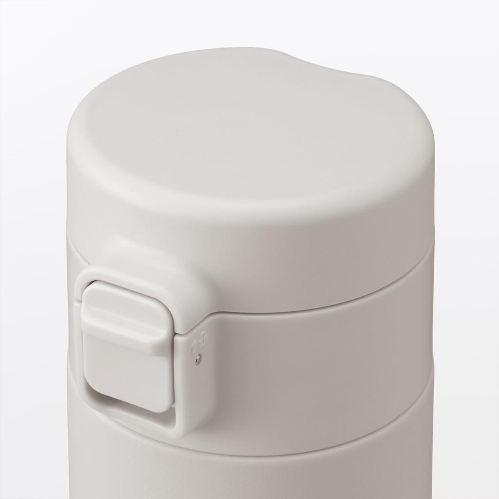 MUJI Vacuum Insulated Insulated Gray 76049111 Bottle, One-Touch Type, 500mL, Beige,