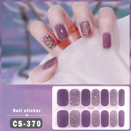 1 Sheet Gel Nail Strip UV Free Easy Apply Remove Self-adhesive Nail Sticker Long Lasting Waterproof Quality Glitter Solid Color Decorative Nail Wrap