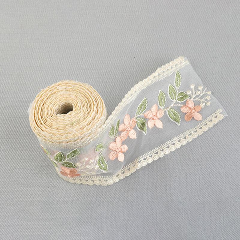 5 Yards Flower Embroidery Lace Ribbon For Bow Making Clothing Decor Sewing Fabric Craft Supplies Needlework Accessories