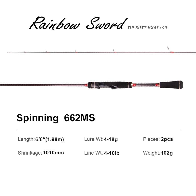 RAINBOW SWORD Spinning Casting Fishing Rod Fuji Ring F Action Lure Rod High Carbon Bass Pike Rod Fishing Rod