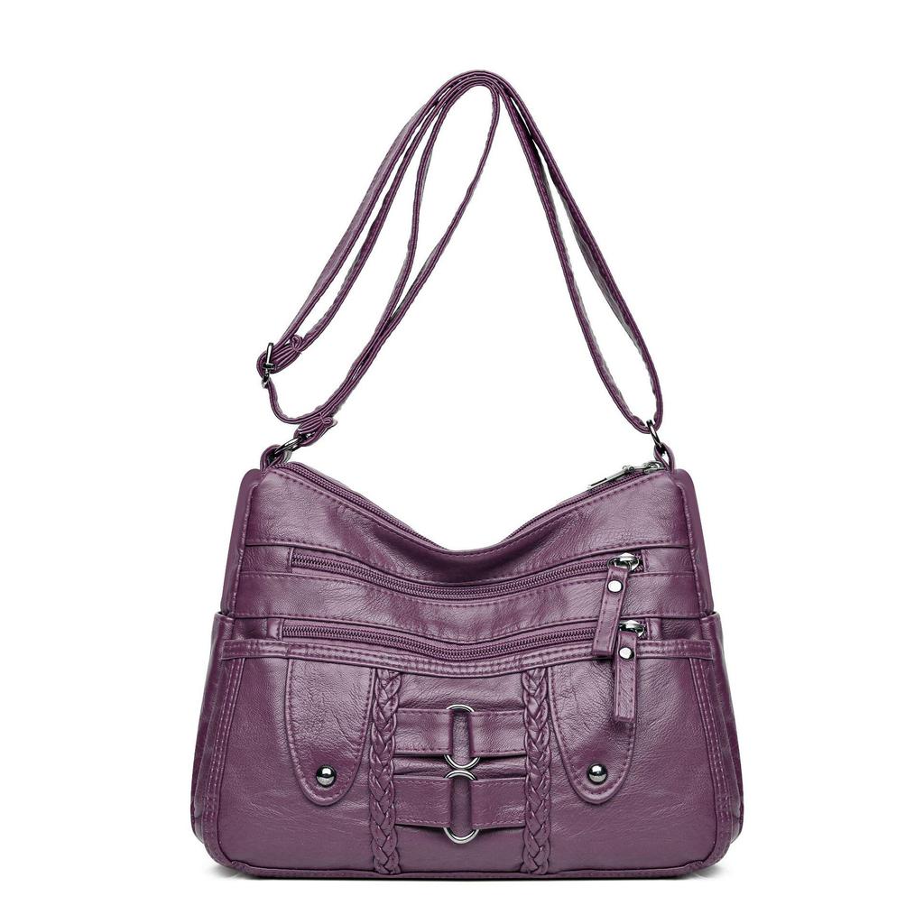 Crossbody-väska med stor kapacitet: Koreansk stil, Mjukt läder, Flera fack, Elegant och enkel design